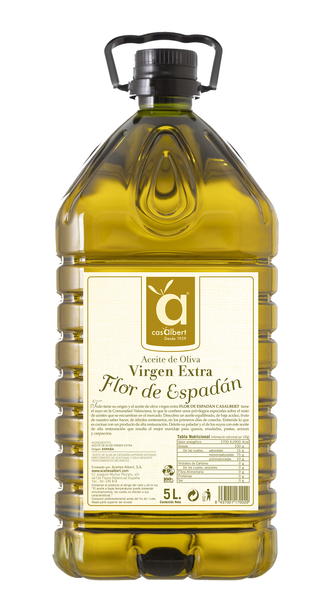 ACEITE DE OLIVA VIRGEN EXTRA FLOR DE ESPADÁN 5 LITROS