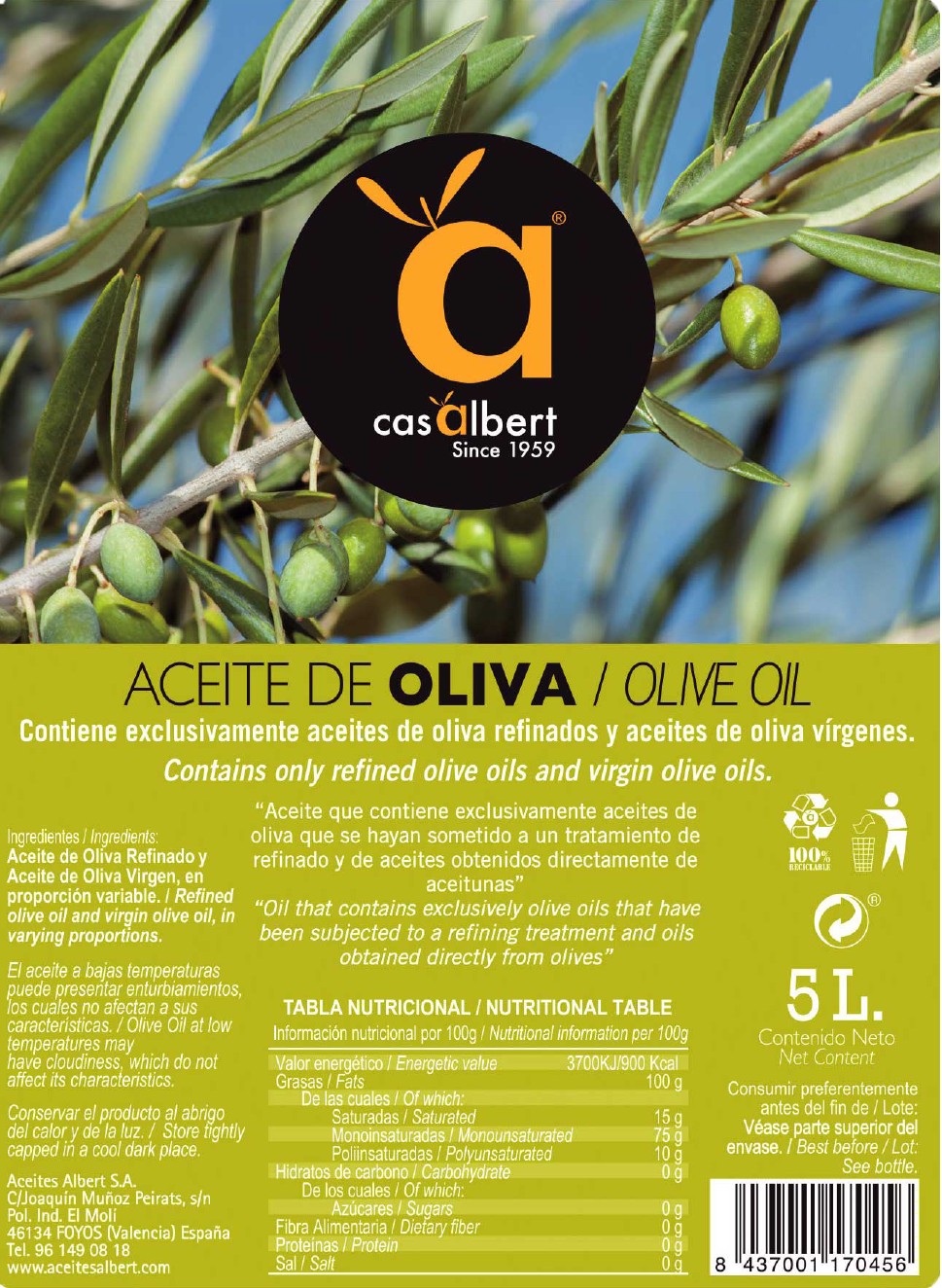 ACEITE DE OLIVA 5 LITROS