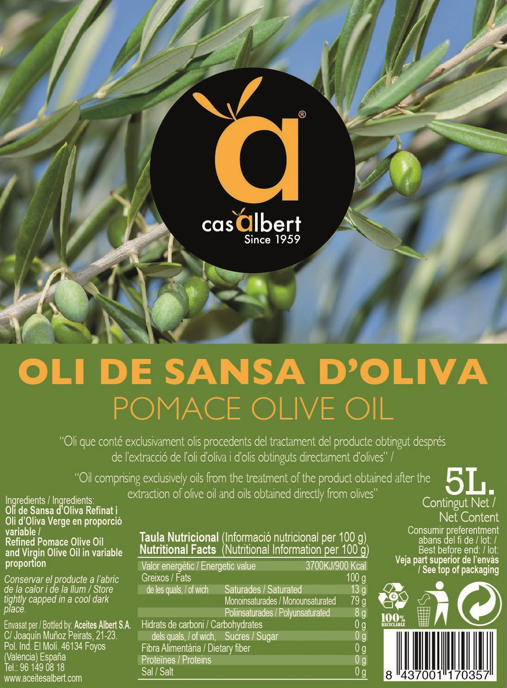 OLI DE SANSA D’OLIVA 5 LITROS