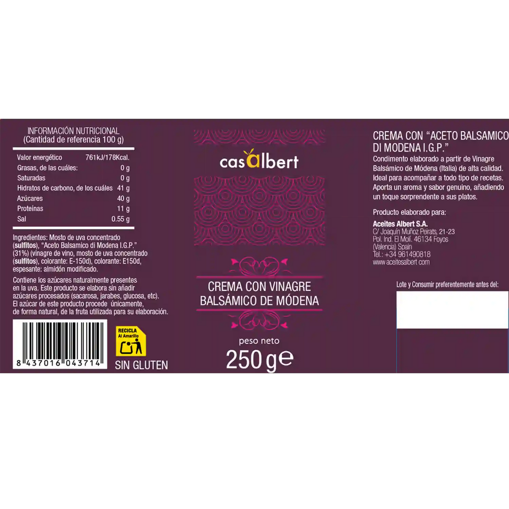 Crema de vinagre balsámico 250ml