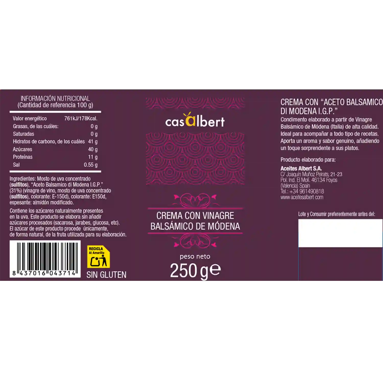 Crema de vinagre balsámico 250ml