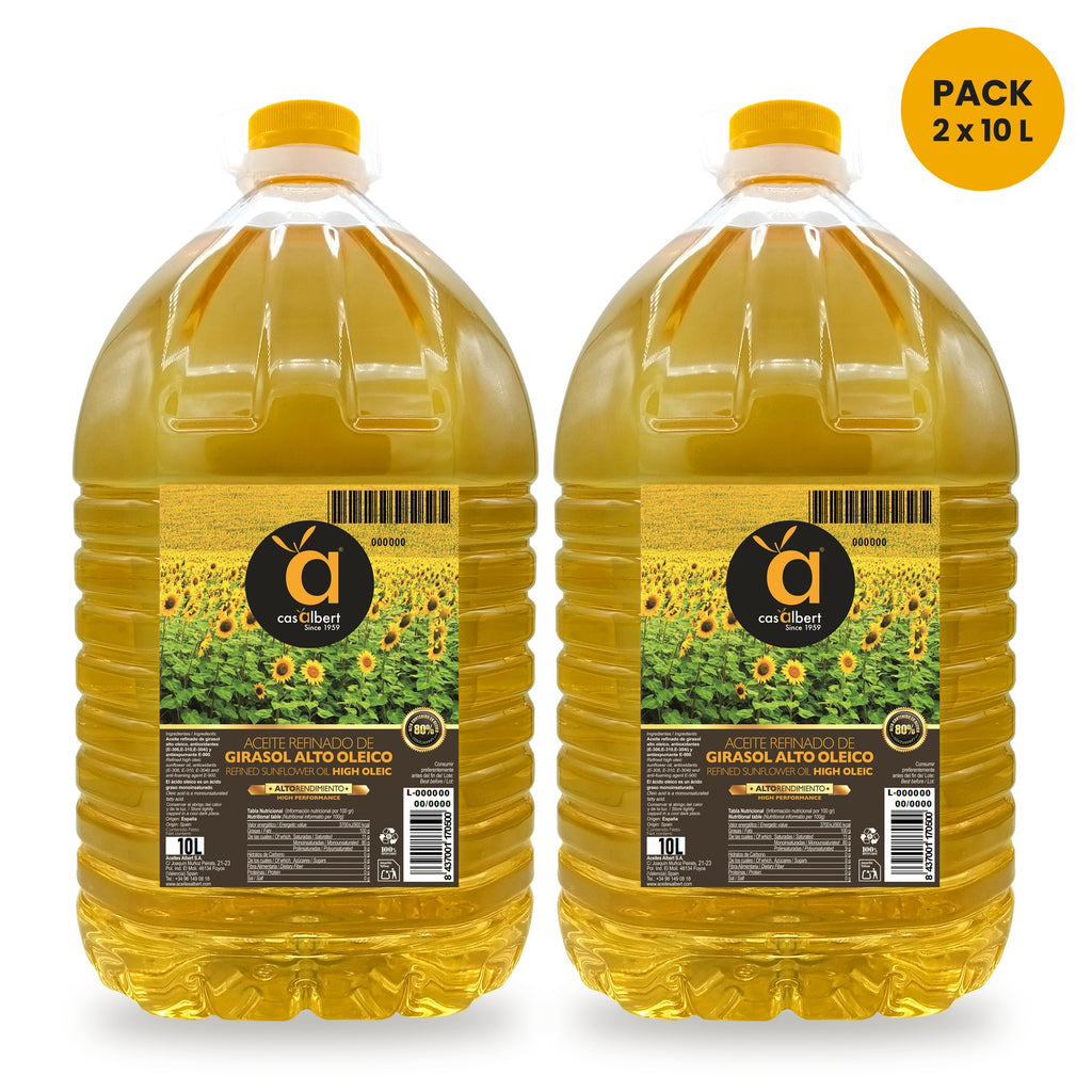 Pack de 2 garrafas de 10 L de aceite de girasol alto oleico Casalbert