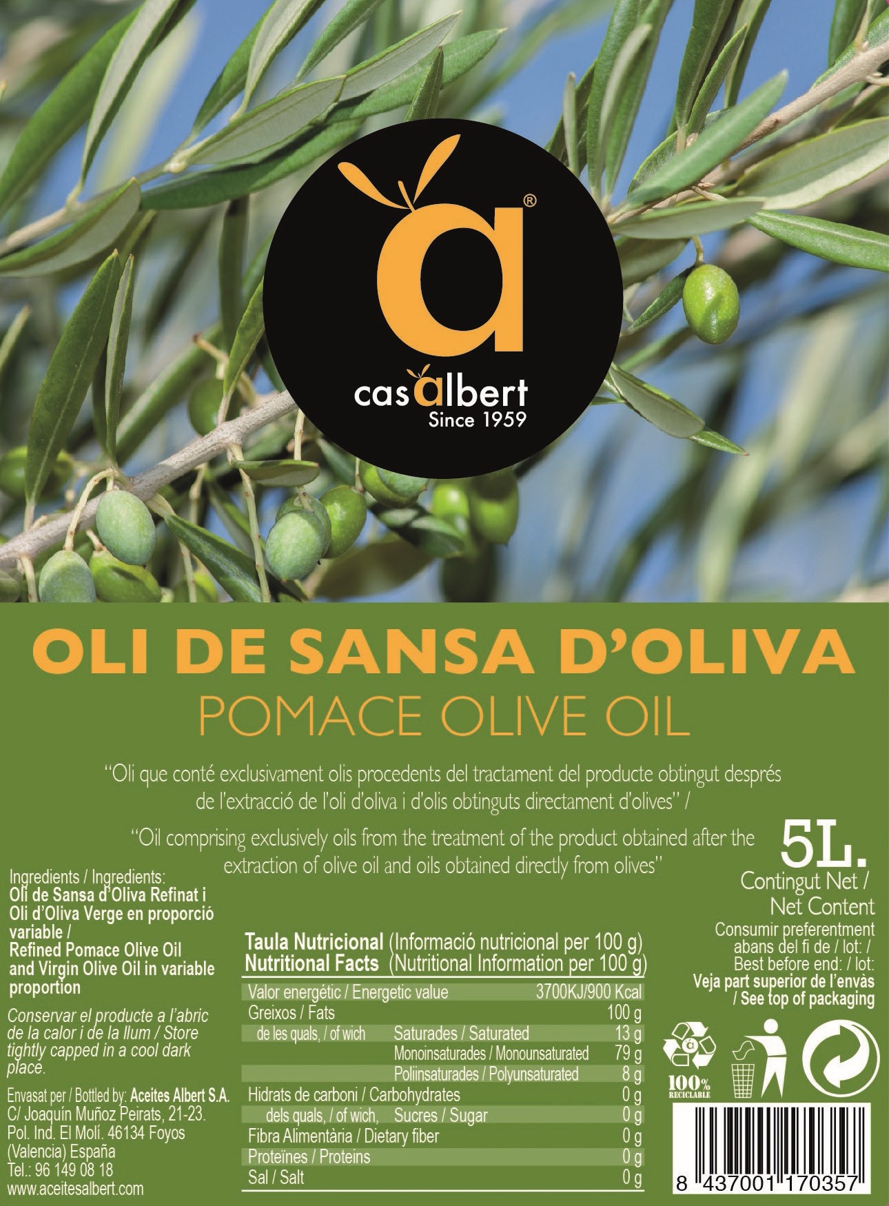 ETIQUETA Oli de Sansa D'Oliva - INGL 5L