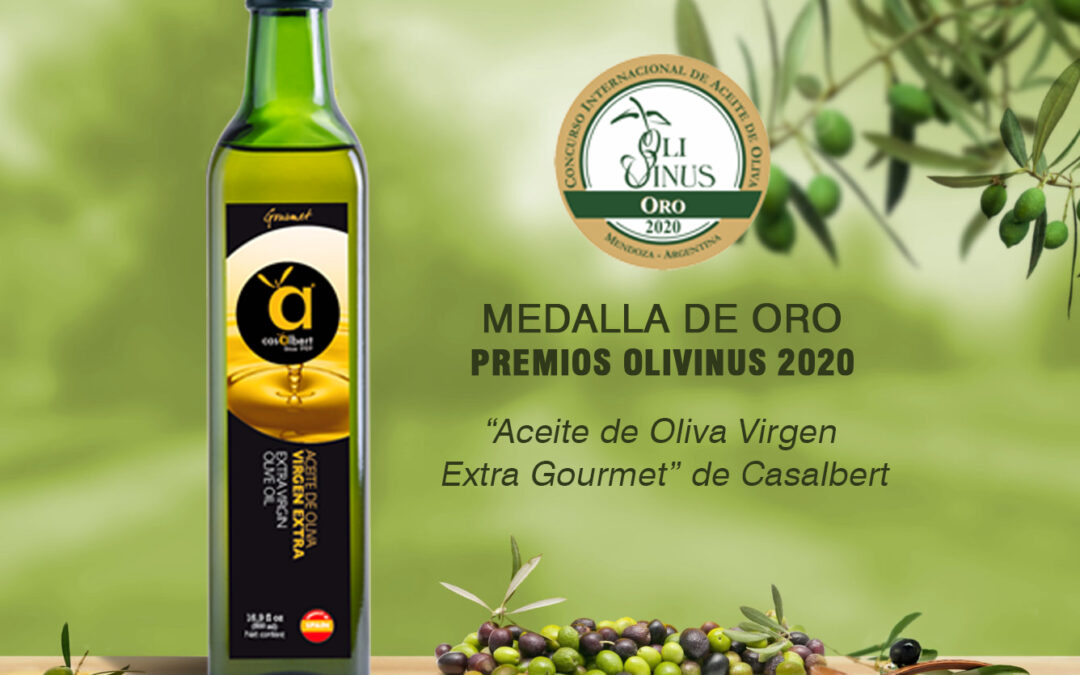 El “Aceite de Oliva Virgen Extra Gourmet” de Casalbert, galardonado en el Concurso Internacional OLIVINUS 2020