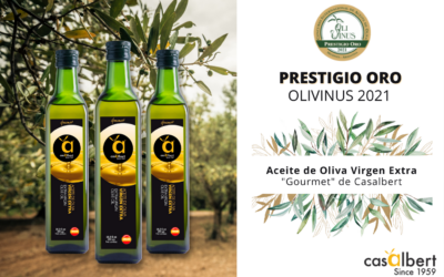 El Aceite de Oliva Virgen Extra Gourmet de Casalbert consigue el «Prestigio Oro» en OLIVINUS 2021